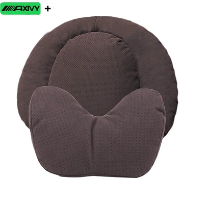 Waist support: high-end for girls - two-year-warranty-1-set-of-car-grade-suede-no-1-lumbar-support-u-shaped-pillow-perforated-in-maybach-brown