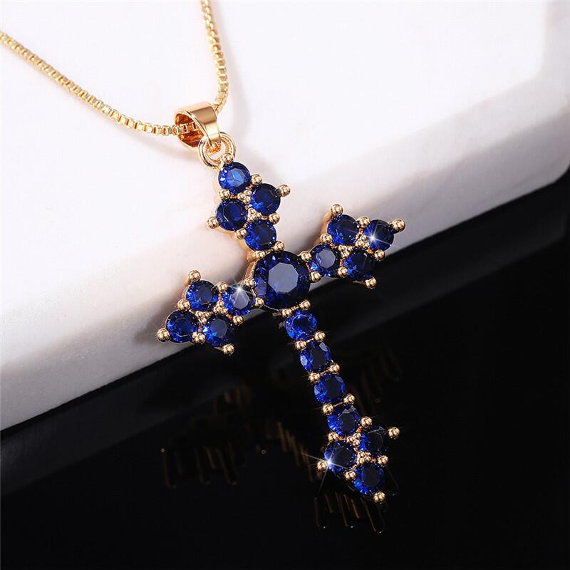 1 Piece Fashion Cross Alloy Plating Zircon Women's Necklace display picture 3