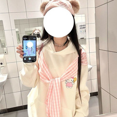 格子披肩kitty猫印花外套卫衣女2025新款春秋薄款设计感宽松上衣