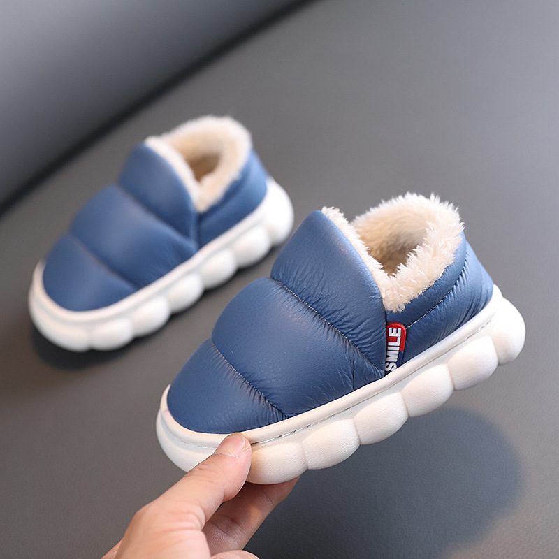 Children's Cotton Shoes Winter Fleece-lined Cotton Slippers Waterproof Non-slip Snow Boots Children's and Children's Leather Cotton Shoes