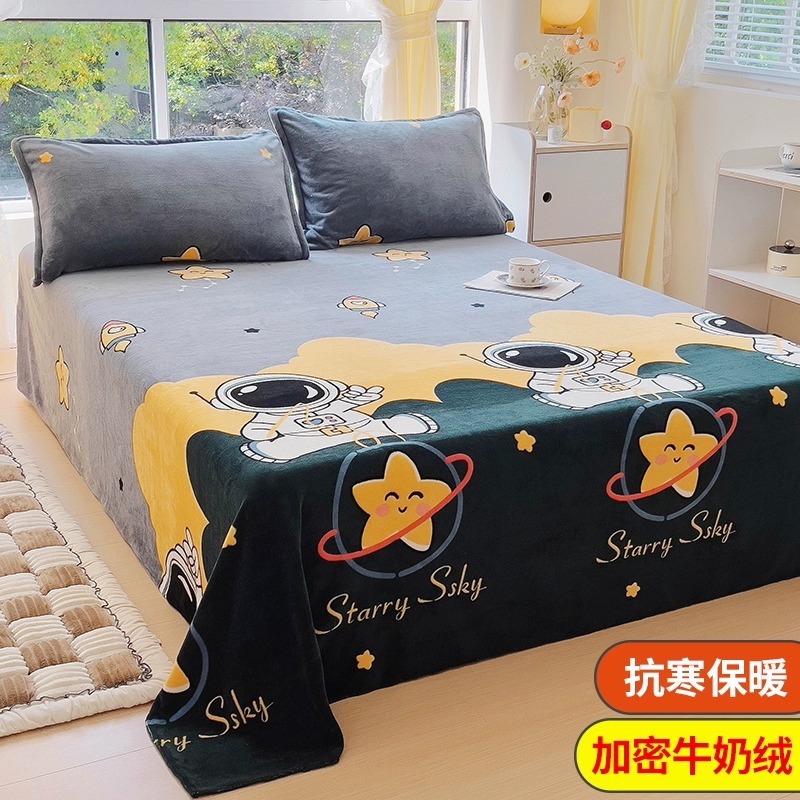Leche terciopelo coral sábana pieza única más manta de felpa manta de franela manta engrosada dormitorio de invierno lista de edredones