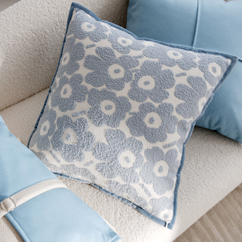 Medieval simple dibujos animados para niños almohada azul crema almohada sofá ventana flotante almohada funda cama almohada núcleo