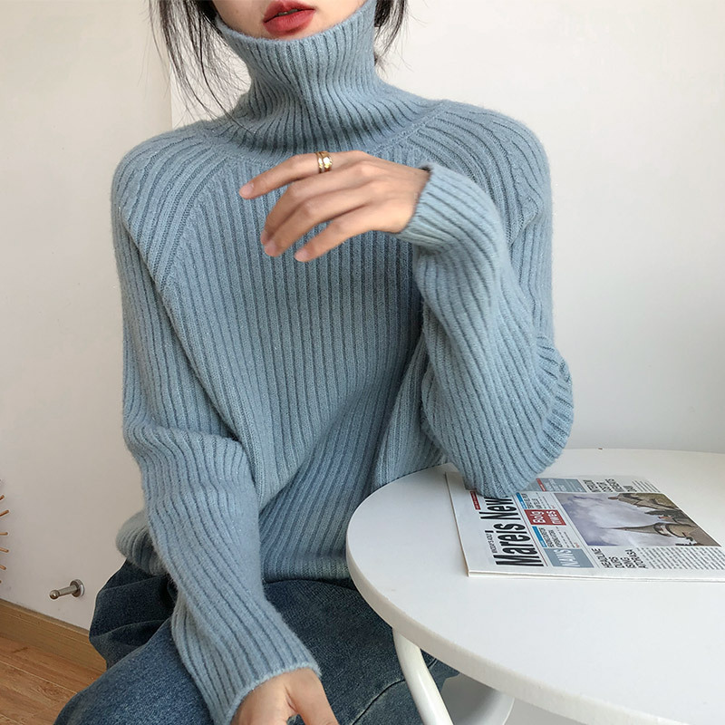 Viento perezoso cuello alto agujero delgado suéter de seda brillante diseño de color sólido delgado camiseta de punto de fondo de invierno de otoño chaqueta
