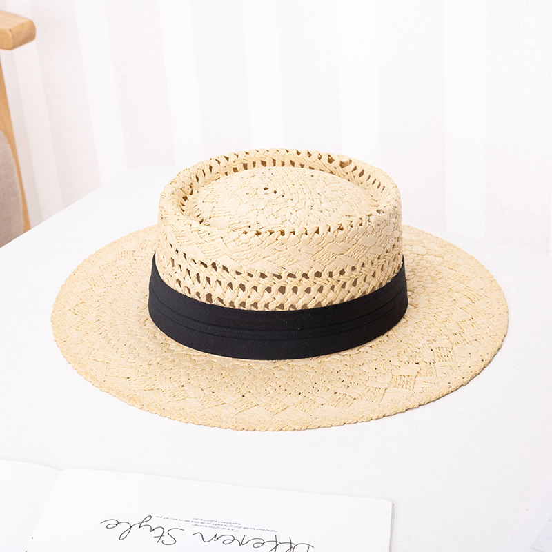 Straw Hat Woman Knitting Beach Denim Hat Summer British Retro Fresh Little Hat Sunshade Sun Protection Hat Wholesale