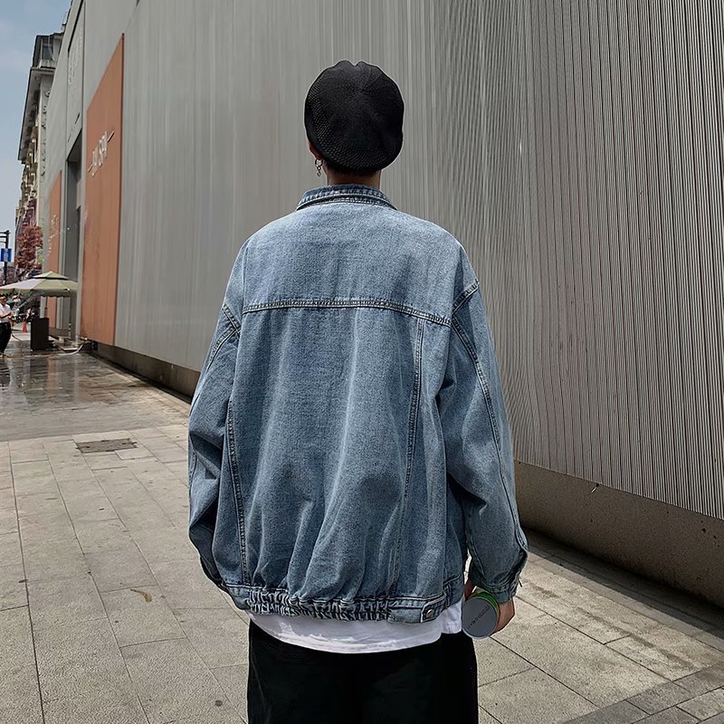 Hong Kong estilo chaqueta de vaquero tendencia masculina 2025 nueva moda versátil chaqueta de alta calle chaqueta masculina chaqueta de otoño suelta chaqueta