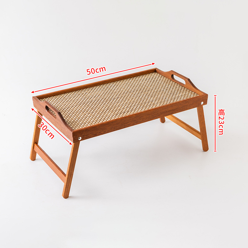 Mesa plegable perezosa, bandeja de bambú multifuncional, bandeja de madera para dormitorio doméstico, mesa de computadora simple de bambú al por mayor