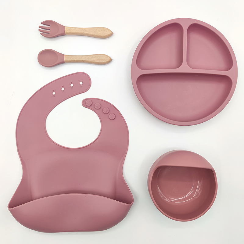Juego de vajilla de silicona para niños, vajilla para alimentación maternoinfantil, plato de comida, tazón de comida, bebé aprende a comer, plato separado