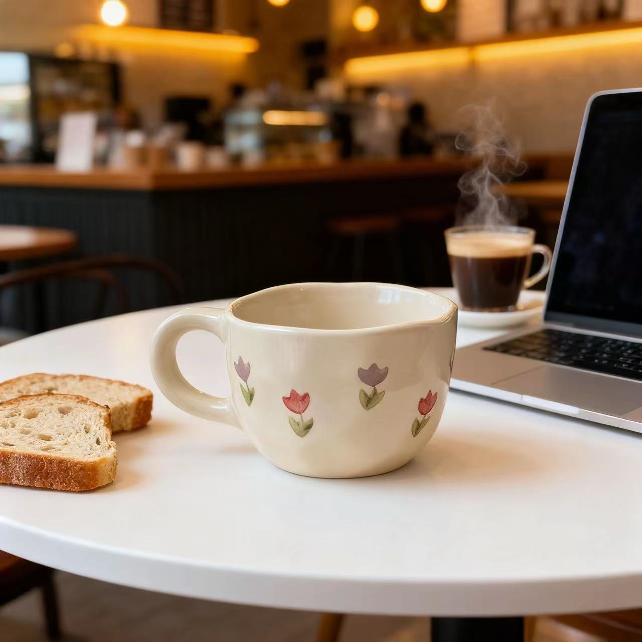 Tazas irregulares creativas de alta calidad de tazas de agua de cerámica caseras de pareja transfronterizas supermercados flores de Amazon
