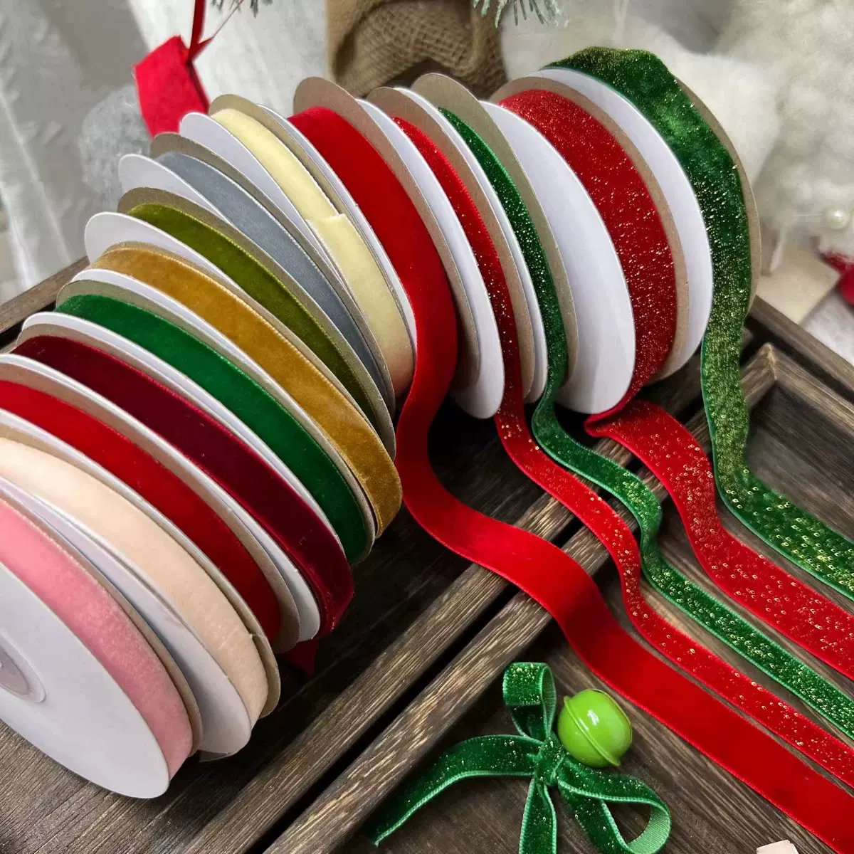 1cm2cm金丝绒圣诞节丝带 礼品盒紫色植绒织带蝴蝶结绑带手工DIY