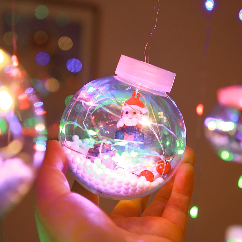 LED Papá Noel muñeco de nieve árbol de Navidad desear bola lámpara de cobre lámpara de cortina ventana decoración de vacaciones cuerda de lámpara de bola