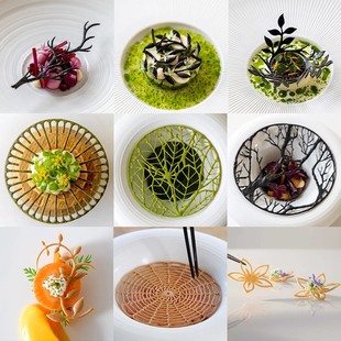 ♔ Molecular Cuisine Lace Cut Out Garland Butterfly Grids Honeycomb Artistic Conception Dish Decoration Embellishment Crisp Silicone Mold