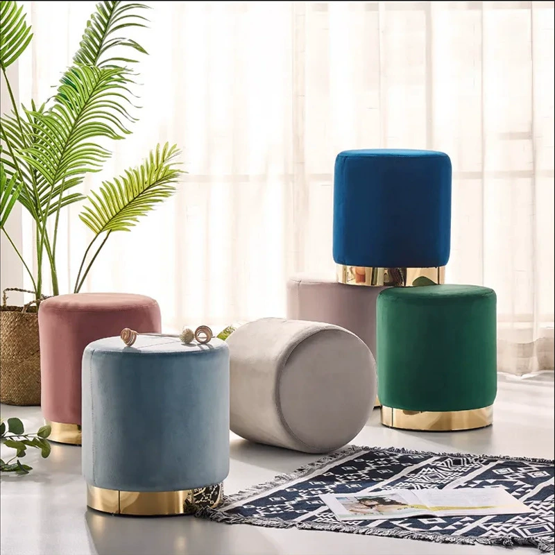 Изготовленный на заказ Легкий Роскошный ins Тканевый Круглый Табурет Гостиная Бытовой Небольшой Пирс Диван Табурет для смены обуви Кибер-знаменитости Низкий туалетный стул