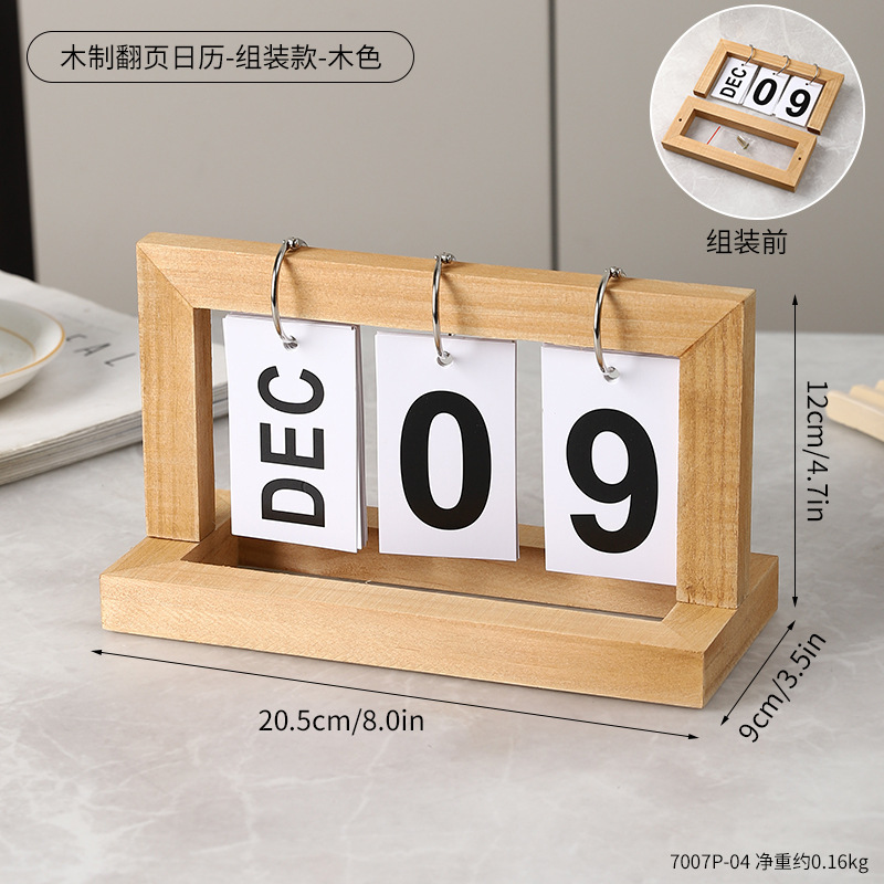 Madera Flip calendario escritorio creativo personalizado escritorio calendario hogar escritorio calendario joyería simple decoración decorativa de la tabla