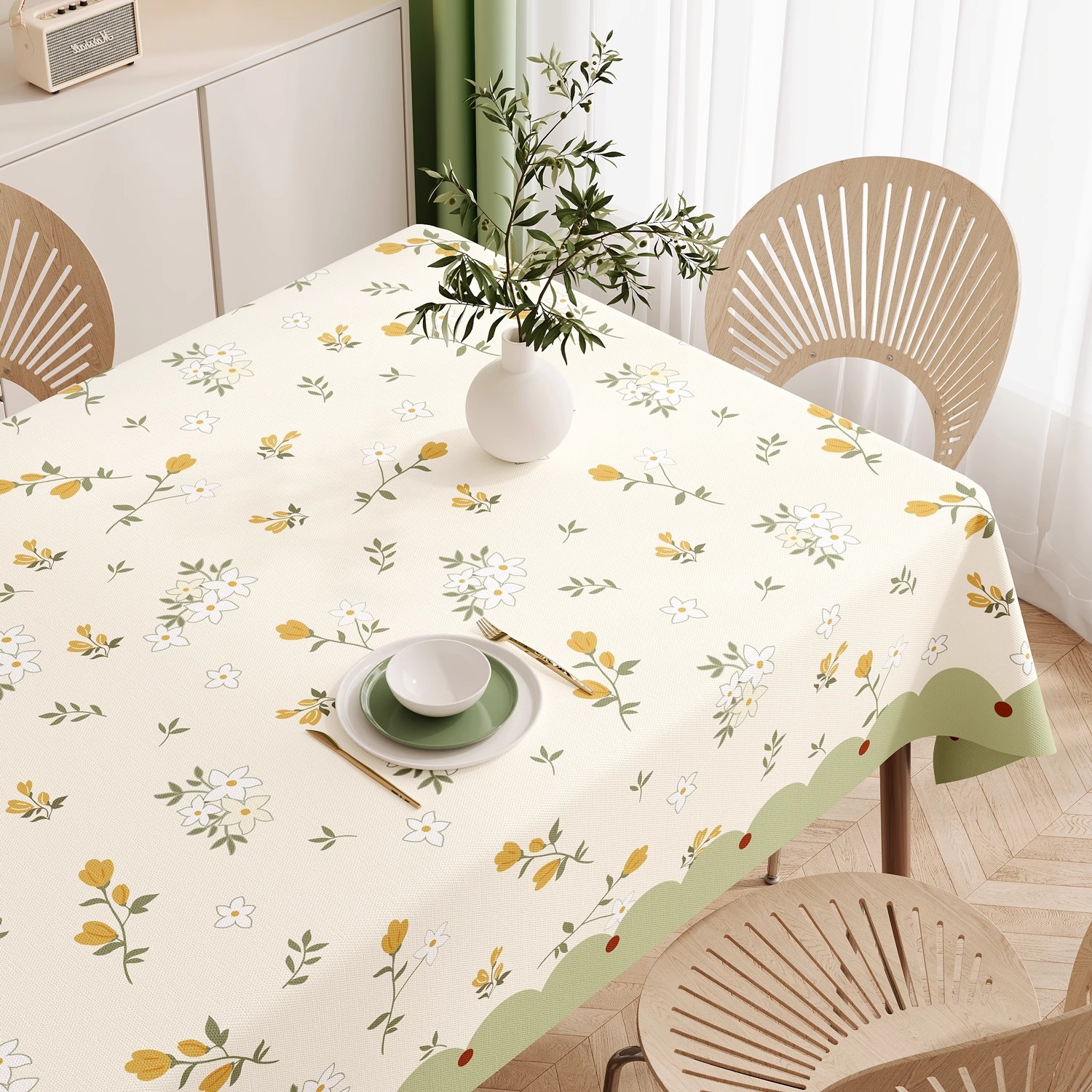 Minimalist Waterproof and Oil-Proof Tablecloth, No-Wash 2025 New Ins-Style Rectangular Dining Table Cover with a Sense of Atmosphere
