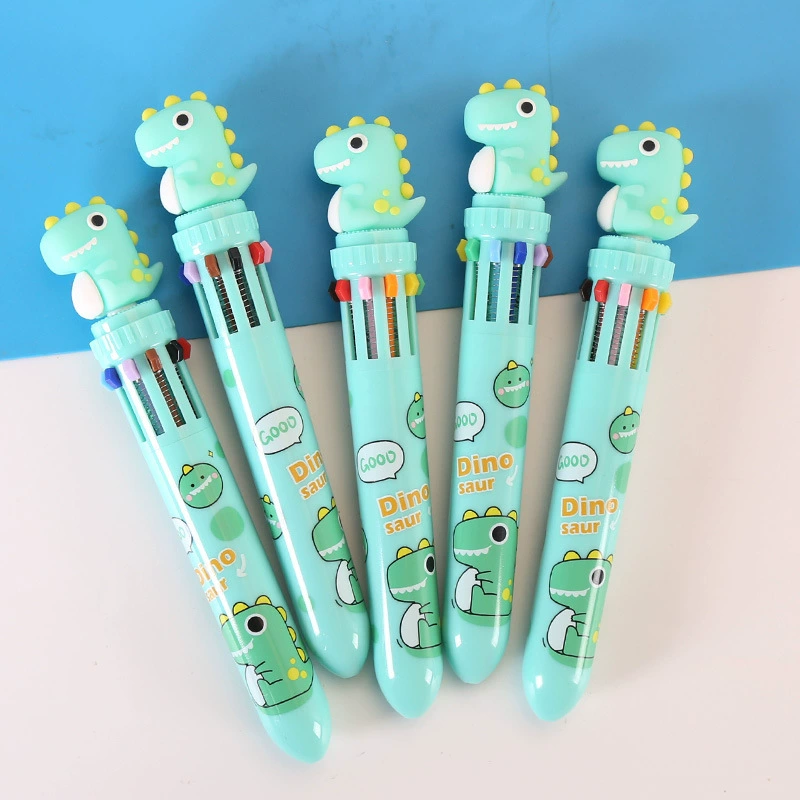 Мультяшный динозавр 10 цветов шариковая ручка креативная многоцветная шариковая ручка