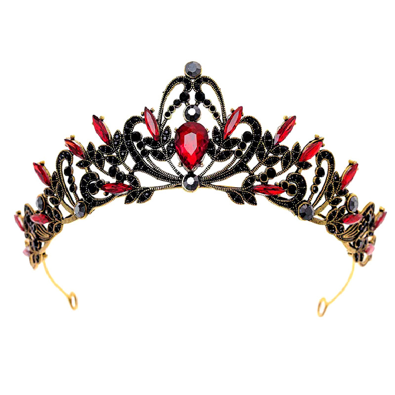 Corona nupcial tocado aleación negro vintage barroco cristal boda Vestido accesorios rendimiento pelo corona