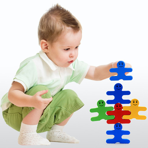 Wooden balancing man building blocks children's creative early education intellectual assembly parent-child interactive wooden toys stacked high