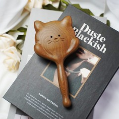 長柄の子猫のエアクッション櫛エアバッグ櫛マッサージ櫛順髪天然檀木櫛さん専用立体一体