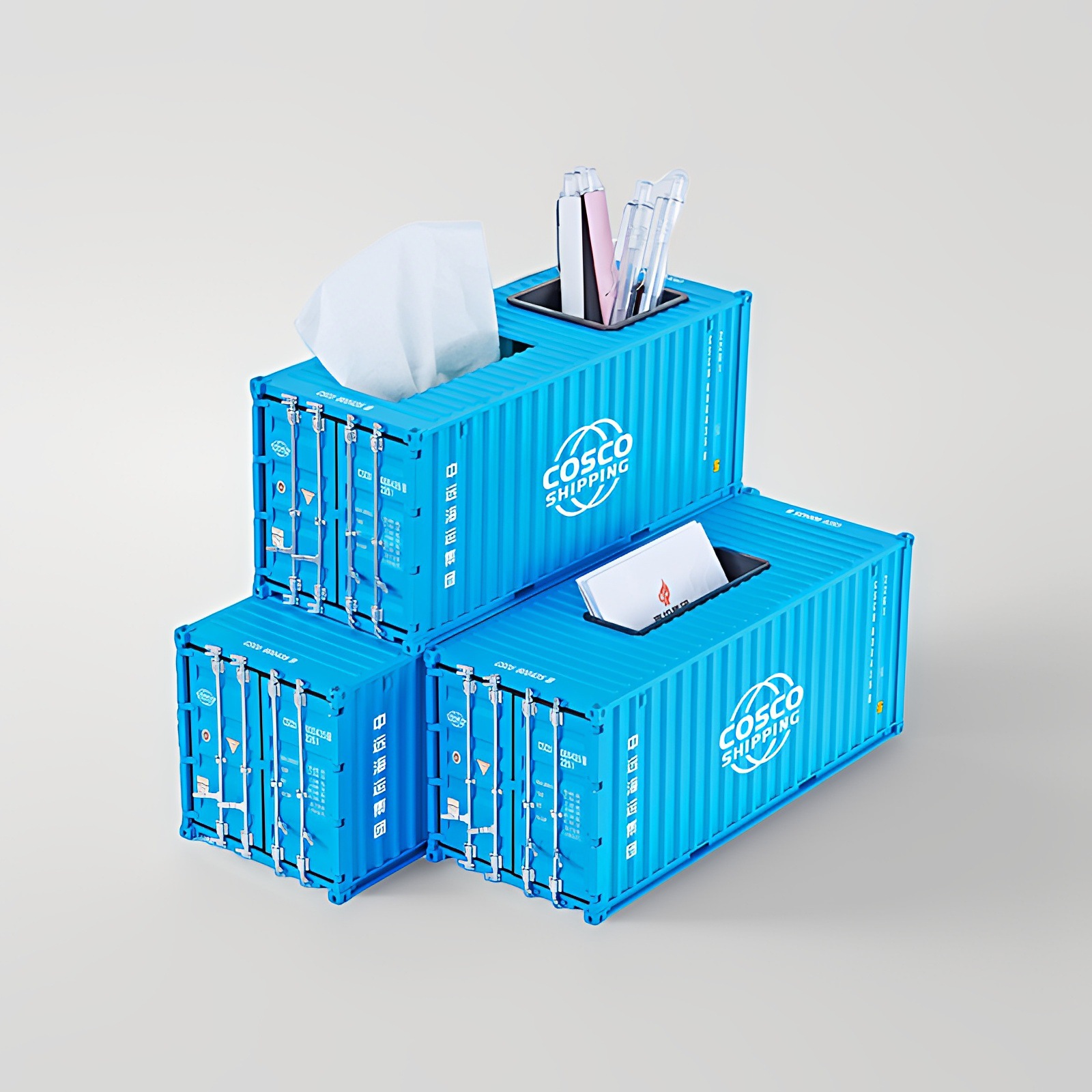 COSCO modelo de contenedor de envío logística regalos personalizados 20GP modelo de contenedor caja de lápiz de extracción