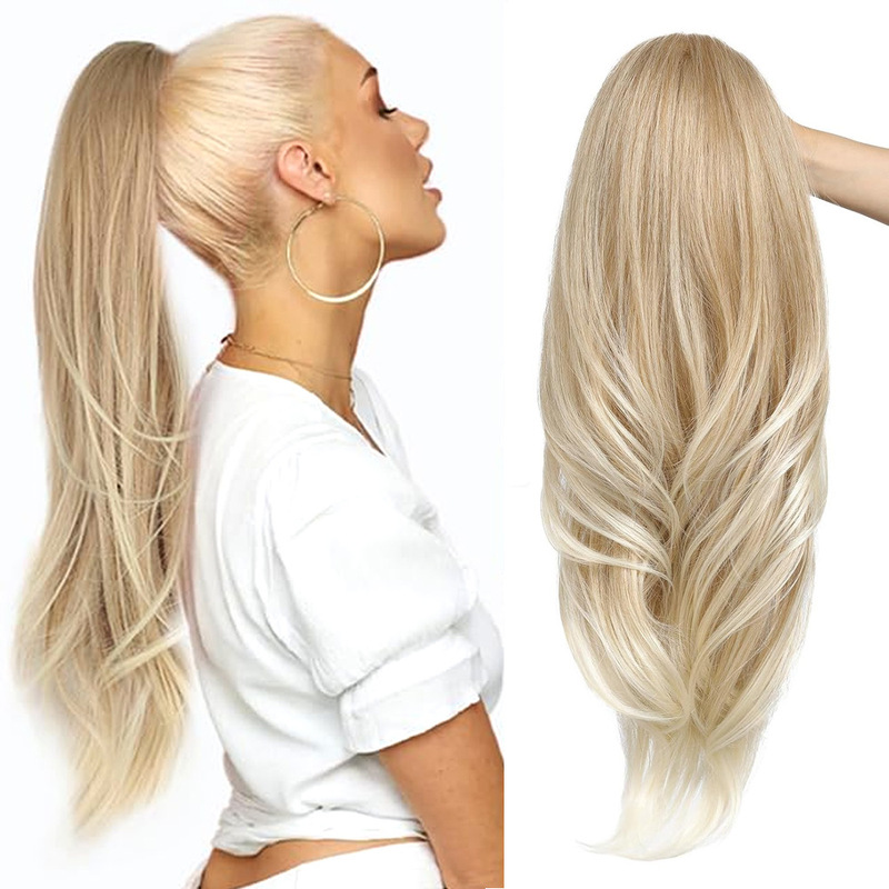 Cross-Border Amazon Foreign Trade High-Temperature Fiber Wig European and American Large Wavy Multi-Layered Women's High Ponytail Wig Ponytail