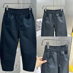 新款秋季潮流弯刀男士简约时尚潮流百搭纯色直筒长裤宽松休闲裤