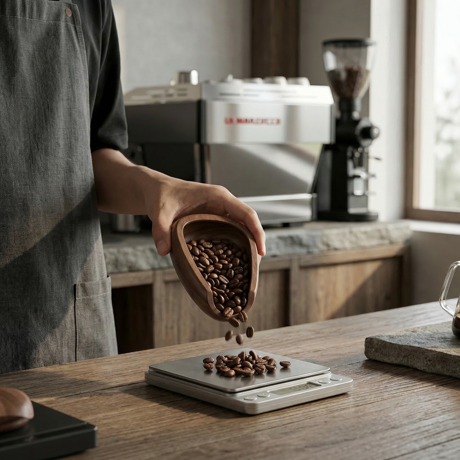 Cuchara de grano de café de nuez cuchara de madera sólida cuchara de medición cuchara