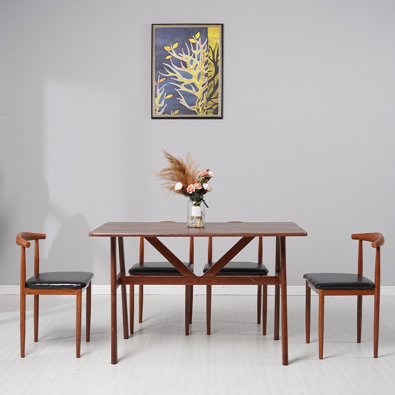 Mesa de comedor combinación de mesa rectangular mesa cuadrada mesa de hierro forjado silla de toro mesa de comedor mesa de comedor económica pequeña casa
