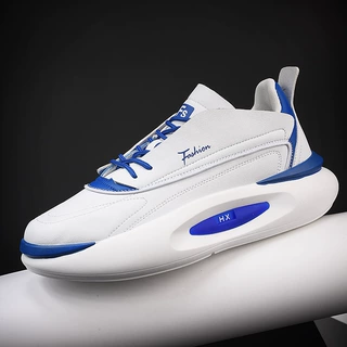 2025新款欧洲站开口笑圆头透气网面低帮男鞋厚底拼接sports shoes