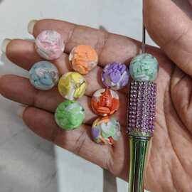 16mm树脂夜光爱心软陶圆珠 DIY手工串珠散珠串笔手机链饰品配件