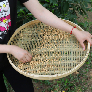Bamboo Woven Perforated Drying Sieve Round Dustpan Drainage Decorative Bamboo Plaque Farmhouse Large Bamboo Dustpan Handmade Bamboo Products