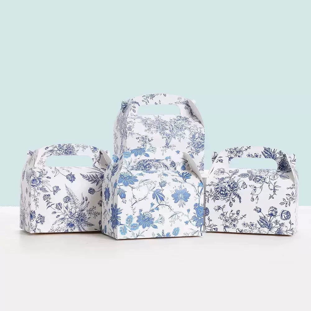 Подарочная коробка с цветочным рисунком в стиле ретро, ​​высококачественная подарочная коробка на день рождения, свадебная коробка для конфет, трансграничная упаковочная коробка для кексов из сине-белого фарфора