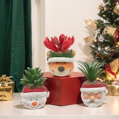クロスボーダークリスマス樹脂植木鉢プラスチック花クリスマス植木鉢多肉植木鉢工芸品ガーデン造花置物