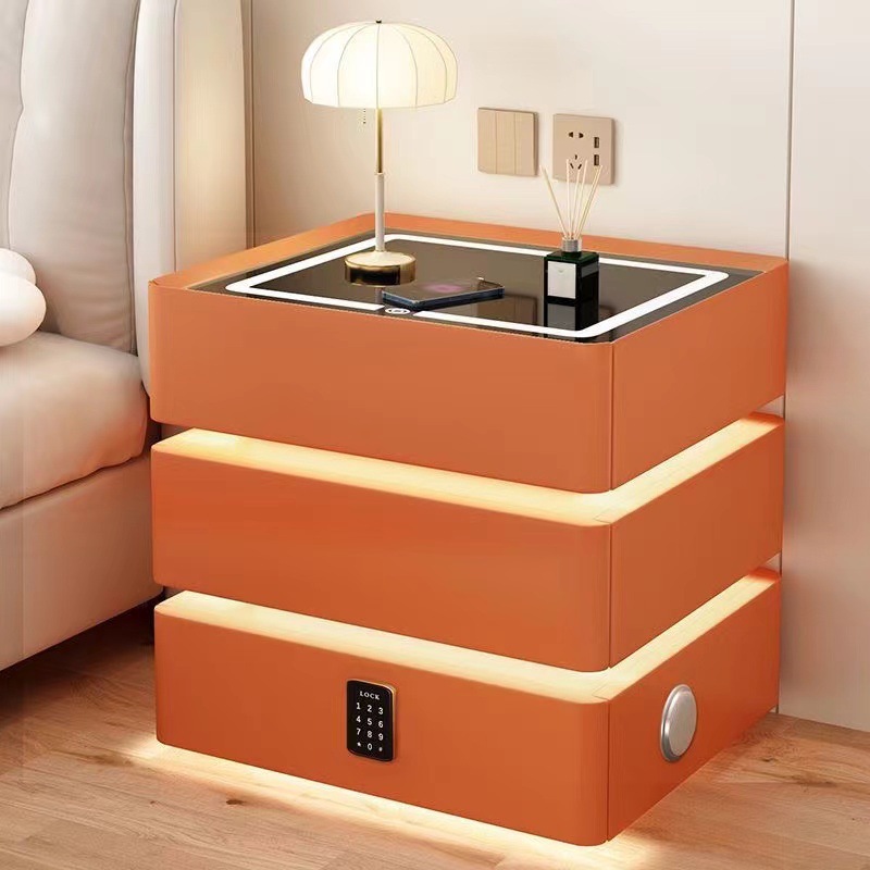 Mesita de noche inteligente, lámpara con sensor moderna y sencilla, luz de dormitorio de lujo, multifuncional, con carga inalámbrica, bluetooth, mesita de noche inteligente