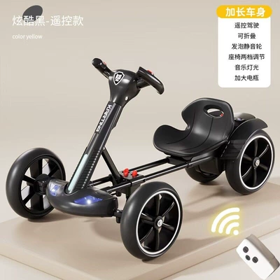 Qatlanan elektrik velosipedlər: suitable for adults, boys - black-large-battery-luxury-remote-control-version-extended-body-adjustable-seat-foam-silent-wheels-foldable-music-early-education-official-standard-configuration