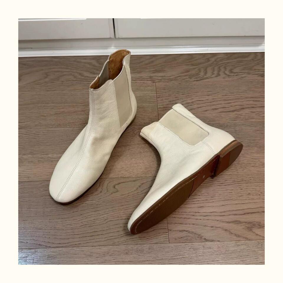 Bốt Chelsea cổ ngắn nữ mũi tròn phong cách Anh, đế bằng chống trượt, gót 3–5 cm — Màu trắng, màu đen chi tiết 9