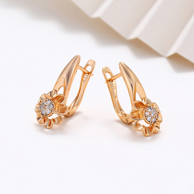 Xuping joyas de moda rusa aretes de flores de alto nivel nicho ligero lujo auriculares de orejas de mujer transfronterizas por mayor image 3