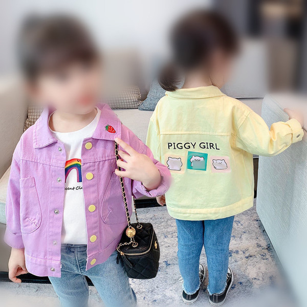 Denim children's demi-season jacket girl's