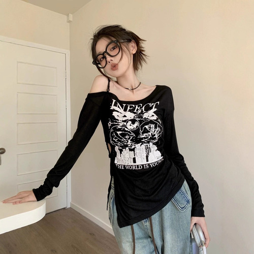 PPHOME Delicate Sweet Blossom ~ Long-Sleeve Sun Protection Blouse for Women, Design-Focused Hollowed Shoulder, Fitted Slimming, Thin-Item Top