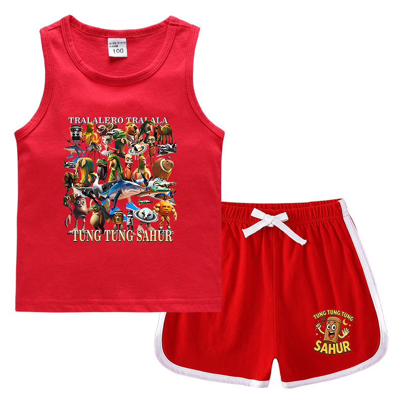夏男の子服娘ラウンドネック Tシャツホットパンツ韓国風カジュアル半袖ボトムシャツスポーツ学生ショーツスーツ|undefined
