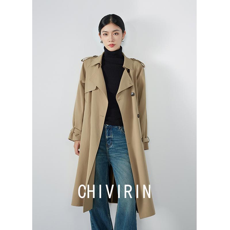 High-End Khaki Mid-Length Windbreaker for Women 2025 Autumn and Winter New British Style Double-Breasted Elegant Fashion Coat