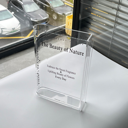 Custom Acrylic Book Vase Cross-Border Nordic Living Room Home Soft Furnishing Coffee Table Accent Acrylic Book Vase