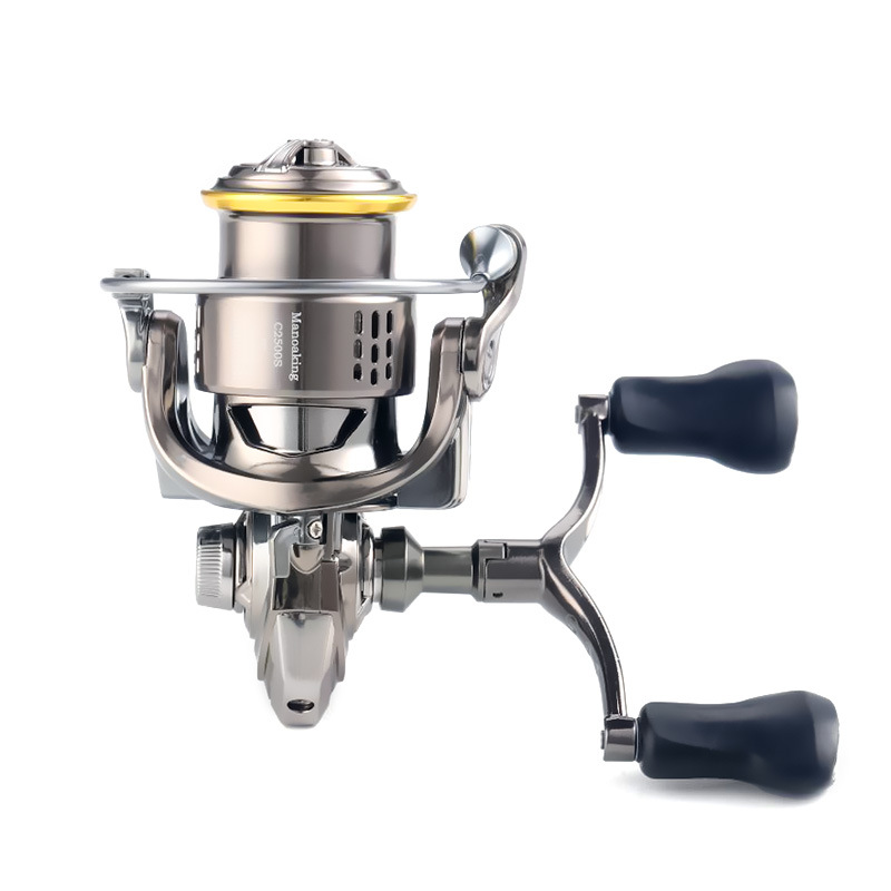 Golden shark King pequeño golf totalmente metálico taza de alambre poco profundo micro-objeto Luya rueda giratoria de doble rodamiento rueda de pesca rueda de largo alcance