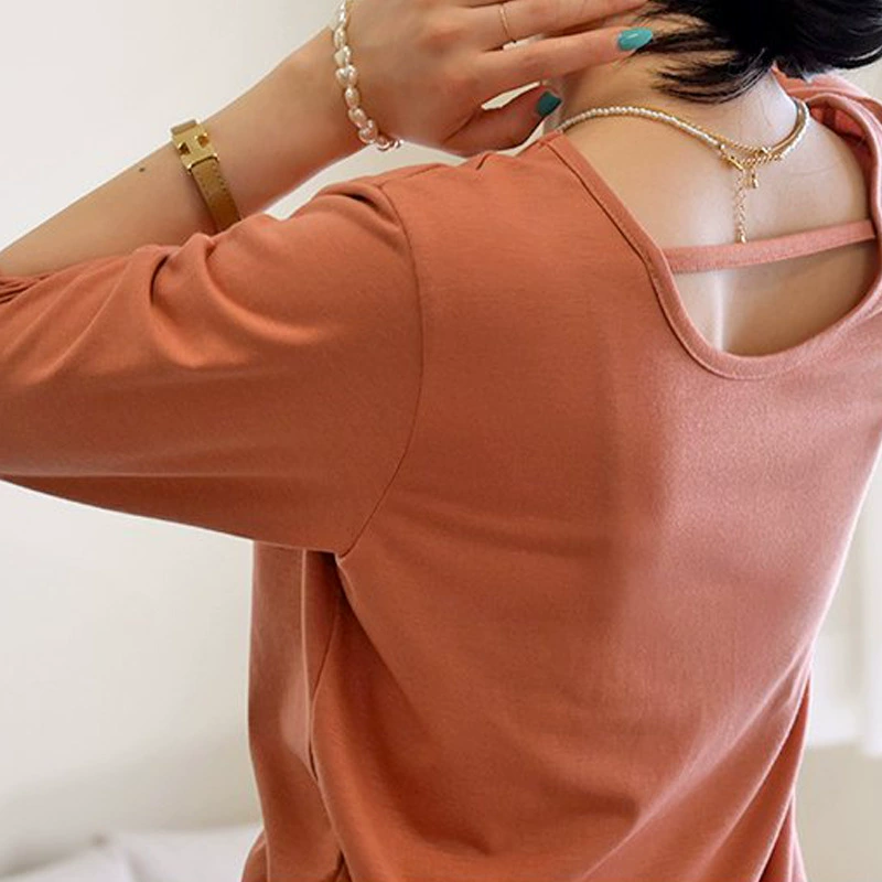 Женская Толстая рубашка больших размеров 200 кг 300 кг M весна и осень Modai с круглым вырезом и семью рукавами, Корейская куртка