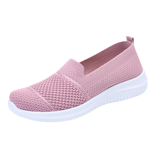 Women's Large Size Breathable Flyknit Flat Work Shoes Net Shoes Casual Single Shoes