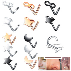Direct from Factory Wholesale, European and American Style, Best Selling for Export - Five-pointed Star, Heart, Butterfly, Moon, 8-character Nose Ring, Nose Stud