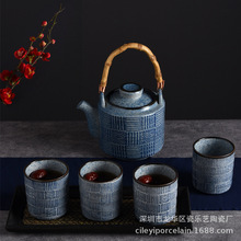 提梁壶茶壶陶瓷泡茶壶茶具家用套装水杯寿司料理店商用创意茶壶