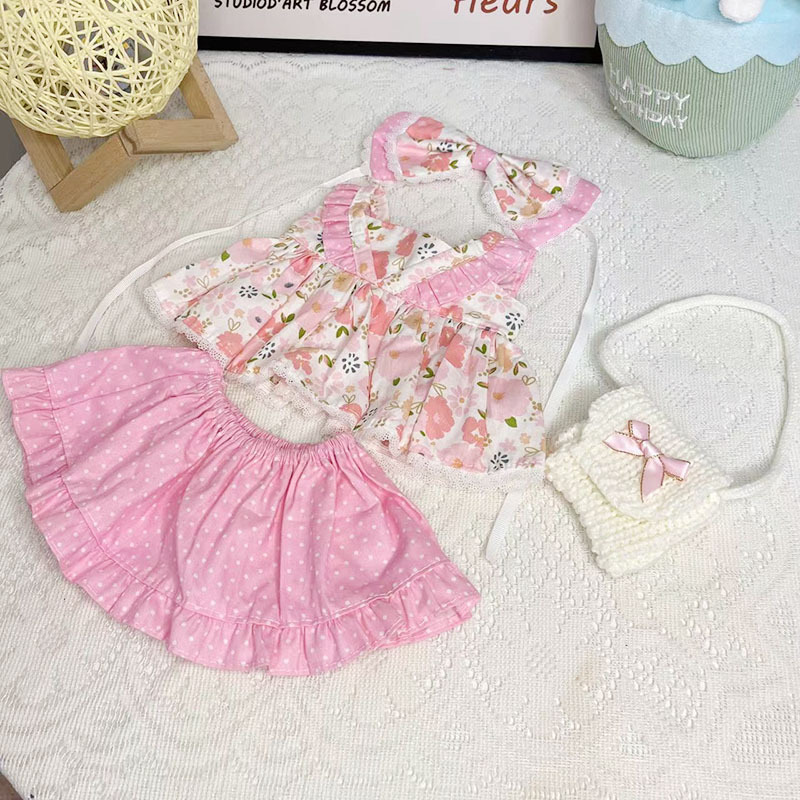 핑크 폴카 도트 으꽃 + 가방