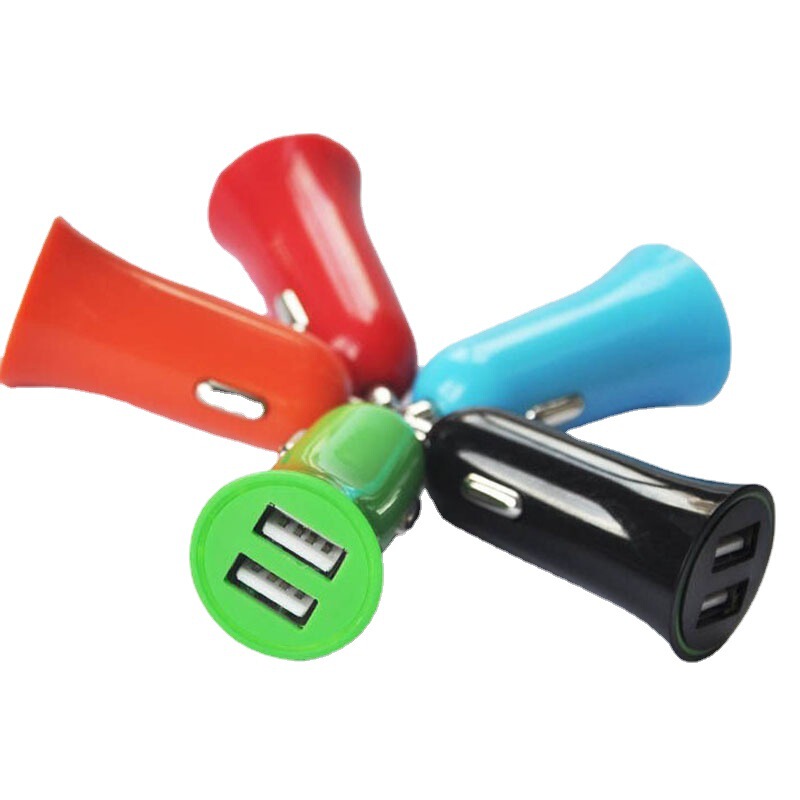 Supply of Small Speaker Car Charger with Dual Usb, 2.1A Multi-Color Car Charger, Mini Fast Charging for Mobile Phones