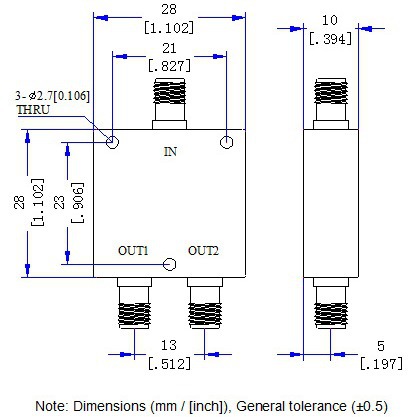 迷你型2-8GSMA2000-8000M射频微带一分二功分WIFI功率分配合路器