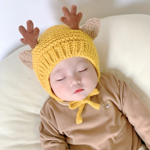 Baby Hat Autumn and Winter Infant Pure Cotton Cute Male and Female Baby Wool Hat Winter Warm and Versatile Children's Ear Protective Hat